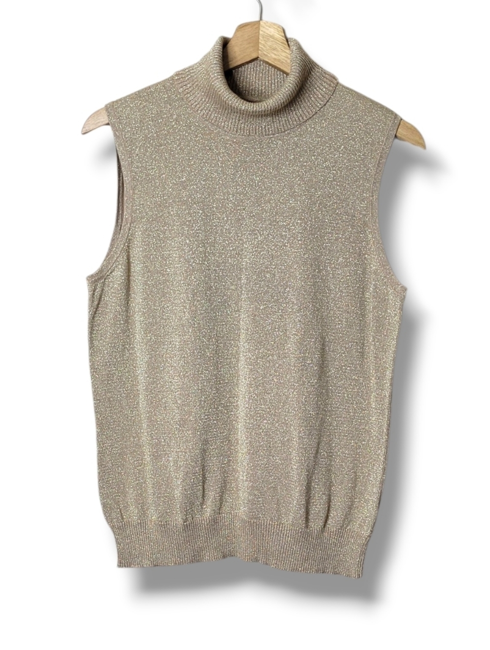 NWT Cable & Gauge Metallic Sleeveless Turtleneck Large